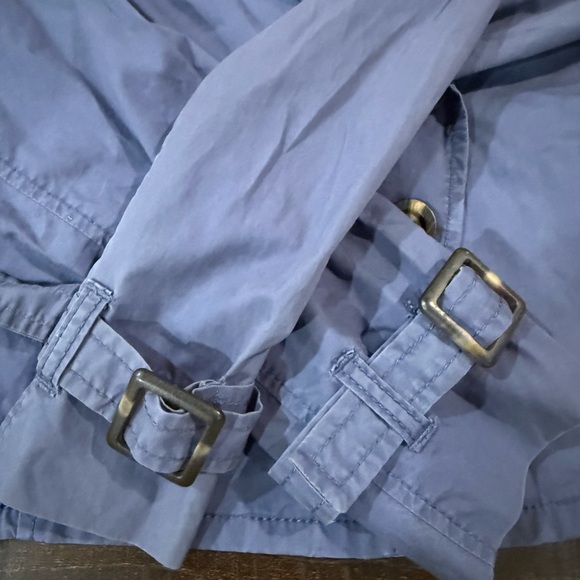 Caslon Cropped Trench Jacket Blue Cotton Utility Coat M - Picture 7 of 9